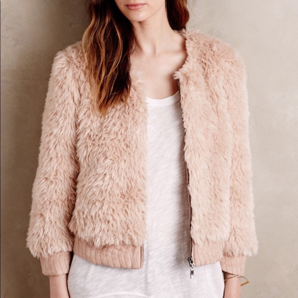 Women's Faux Fur Jacket - Blush Pink